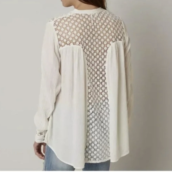 Free People Crochet Button Down in Ivory blouse top - Picture 1 of 12